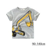 プリントTシャツ 半袖 ラウンドネック 丸首 丸襟 子供用 トップス カットソー ショベルカー 働く車 かっこいい カッコイイ 男の子 男児 キッズ 子供服 子ども服 こども服 高学年 90cm 100cm 110cm 120cm 130cm 140cm