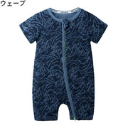 ロンパース カバーオール ツナギ 半袖 ベビー キッズ 赤ちゃん 乳幼児 新生児 子ども 子供服 ジップアップ 前開き 着脱かんたん 着せやすい 簡単お着替え 楽ちんオムツ交換 股開き ボディスーツ ジャンプスーツ ジッパー ファスナー プリント柄 シンプル カジュアル かわいい おしゃれ 普段着 部屋着 ルームウェア パジャマ ゆったり くつろぎ リラックス 女の子 男の子
