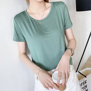 Tシャツ 半袖 レディース 大きいサイズ トップス カットソー プルオーバー ゆったり Uネック 無地 シンプル カジュアル 春夏
