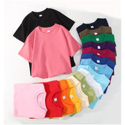 キッズTシャツ 無地Tシャツ Tシャツ トップス 子供服 キッズ服 ジュニア服 男女兼用 無地 ボーダー柄 半袖 ラウンドネック 普段着 衣装 イベント 子供会 運動会 発表会 コスプレ ハロウィン シンプル 子供 こども キッズ ジュニア 小学生 男の子 男児 女の子 女児 ホワイト ブラック グレー ピンク レッド ブルー グリーン オレンジ イエロー