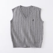 ニットベスト JK風 レディース 女性 トップス ジレ 袖なし プルオーバー ワンポイント 刺繍 コスプレ衣装 女子高生 学生服 Vネック おしゃれ