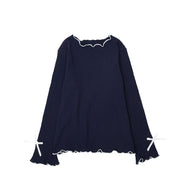 リブトップス メロウトップス カットソー 長袖 リブ メロウフリル 子供服 キッズ ジュニア フェミニン 春服 春物 長袖 長袖tシャツ トップス フリル フリルトップス 女の子 ガールズ 子ども服 キッズ服 保育園 クルーネック ハイネック タートルネック 発表会 卒園式 入園式 フォーマル かわいい ガーリー