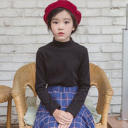 カットソー 長袖 ロングTシャツ 子供 キッズ ジュニア 女の子 男の子 トップス ハイネック 無地 単色 シンプル 秋冬 着回し 合わせやすい 子供服