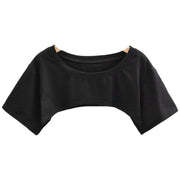 カットソー スーパークロップドトップス ボレロトップ レディース 女性 半袖 丸首 ラウンドネック プルオーバー ショート丈 マイクロミニ丈 重ね着用 無地 ブラック ホワイト シンプル かわいい キュート クール かっこいい おしゃれ 春 夏 秋