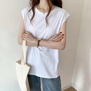 カットソー ノースリーブ Tシャツ トップス プルオーバー レディース 女性 シンプル 無地 おしゃれ カジュアル 大きいサイズ クルーネック ラウンドネック 着回し デイリー 婦人服 インナー 重ね着 ホワイト 白 ブラック 黒 ブラウン 茶 20代 30代 40代 50代 10代