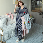 ルームウェア ワンピース Tシャツワンピース レディース 女性 ゆったり オーバーサイズ ロング丈 ラウンドネック ボーダー柄 カジュアル パジャマ 寝巻き 寝間着 リラックスウェア お洒落 婦人服