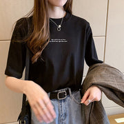 Tシャツ 半袖 レディース トップス 単品 英字 ロゴ ラウンドネック 定番 着回し シンプル 可愛い カジュアル おしゃれ お出かけ 通学 部屋着 女の子 女性用 婦人服 黒 白 オレンジ 緑