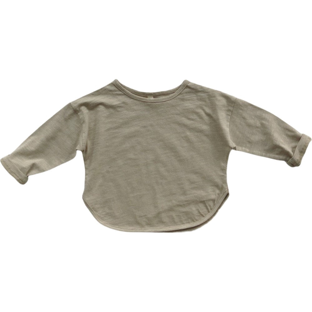 ロングTシャツ カットソー ベビー キッズ 子供用 女の子 男の子 トップス 長袖 ラウンドネック ラウンドカット 無地 単色 シンプル お洒落 お出かけ 普段使い 女児 男児 子供服