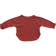 ロングTシャツ カットソー ベビー キッズ 子供用 女の子 男の子 トップス 長袖 ラウンドネック ラウンドカット 無地 単色 シンプル お洒落 お出かけ 普段使い 女児 男児 子供服