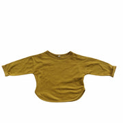 ロングTシャツ カットソー ベビー キッズ 子供用 女の子 男の子 トップス 長袖 ラウンドネック ラウンドカット 無地 単色 シンプル お洒落 お出かけ 普段使い 女児 男児 子供服