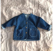 ジャケット キッズ 子供 男の子 女の子 デニム 春 秋 冬 トップス シンプル カジュアル おしゃれ 可愛い かわいい かっこいい プレゼント ポケット