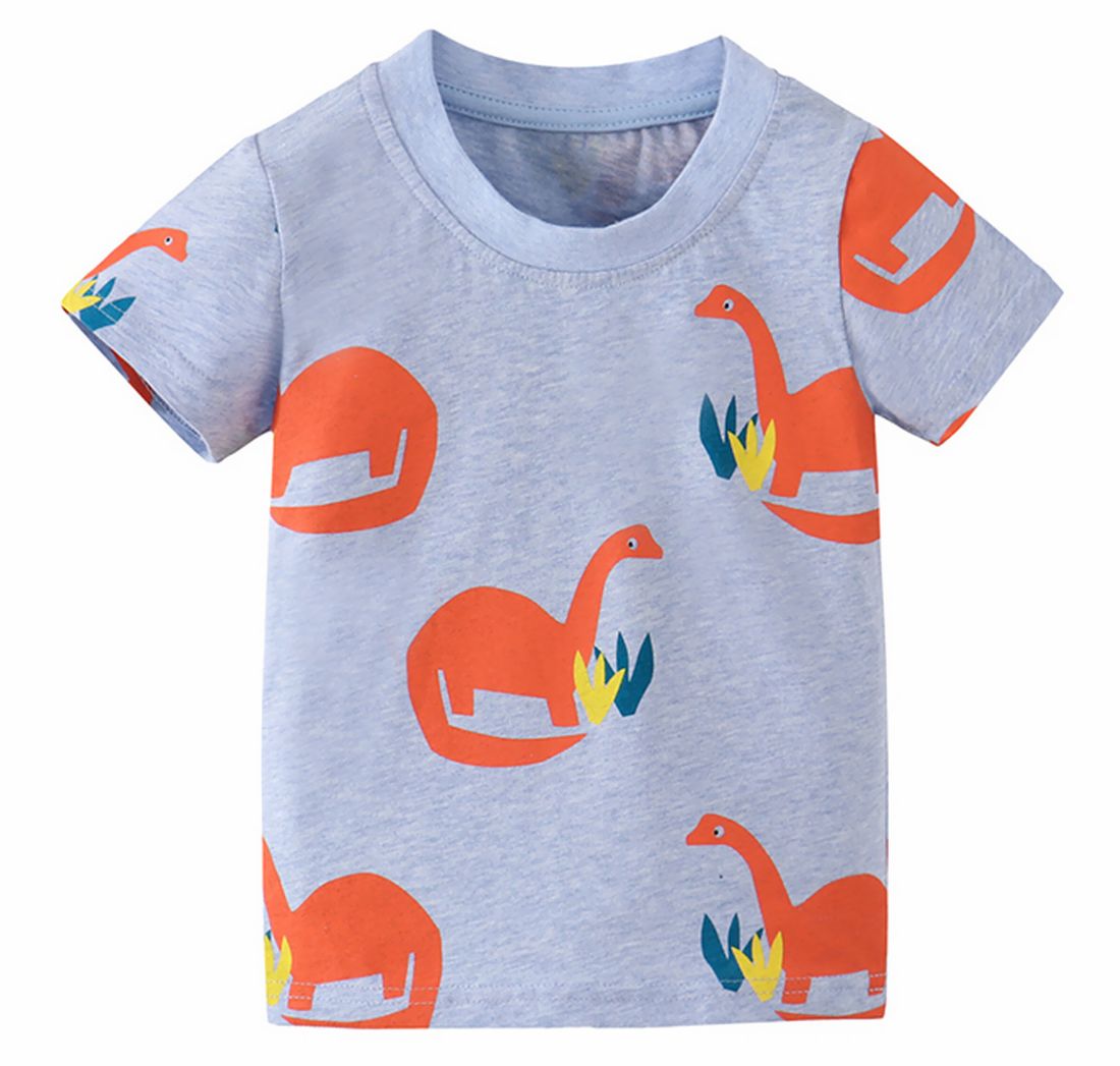 Tシャツ カットソー 半袖 キッズ ベビー 男の子 丸襟 プリント柄 恐竜 ダイナソー シンプル カジュアル おしゃれ かわいい お出かけ 子供用 子供服 80-130cm