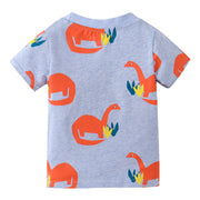 Tシャツ カットソー 半袖 キッズ ベビー 男の子 丸襟 プリント柄 恐竜 ダイナソー シンプル カジュアル おしゃれ かわいい お出かけ 子供用 子供服 80-130cm