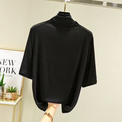 カットソー レディース 半袖 ハイネック トップス 大きいサイズ 商品画像2