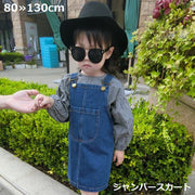 ジャンパースカート キッズ ベビー 子供服 デニム サロペット オーバーオール ワンピース ジャンスカ Aライン 膝丈 無地 ノースリーブ ジーンズ カジュアル シンプル ポケット バックスリット おしゃれ お洒落 デイリー 普段着 着回し 合わせやすい 子ども こども 赤ちゃん 幼児 女の子 女児 ガールズ 春 夏 秋