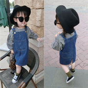 ジャンパースカート キッズ ベビー 子供服 デニム サロペット オーバーオール ワンピース ジャンスカ Aライン 膝丈 無地 ノースリーブ ジーンズ カジュアル シンプル ポケット バックスリット おしゃれ お洒落 デイリー 普段着 着回し 合わせやすい 子ども こども 赤ちゃん 幼児 女の子 女児 ガールズ 春 夏 秋