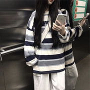 カットソー チュニック ロングTシャツ 長袖 レディース 女性 ラウドネック 大きいサイズ オーバーサイズ ゆったり ボーダー柄 縞々 カジュアル お洒落 婦人服