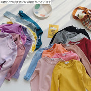 長袖カットソー キッズ ジュニア 男の子 女の子 無地 シンプル 厚手 クルーネック パステルカラー スタンダード カジュアル ロンT 定番 着まわし ロングスリーブ 男児 女児 小学生 子供服