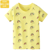 Tシャツ カットソー 半袖 キッズ ベビー 男の子 女の子 トップス ラウンドネック 通園 通学 普段着 かわいい レインボー 虹 カジュアル こども服
