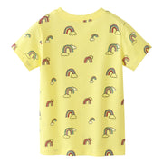 Tシャツ カットソー 半袖 キッズ ベビー 男の子 女の子 トップス ラウンドネック 通園 通学 普段着 かわいい レインボー 虹 カジュアル こども服