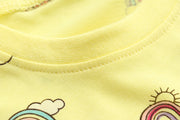 Tシャツ カットソー 半袖 キッズ ベビー 男の子 女の子 トップス ラウンドネック 通園 通学 普段着 かわいい レインボー 虹 カジュアル こども服