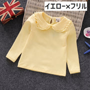 カットソー 長袖 子供服 トップス キッズ ベビー 赤ちゃん 女の子 シャツ 大きな襟 フリル レース ラッフルカフス 無地 可愛い おしゃれ シンプル
