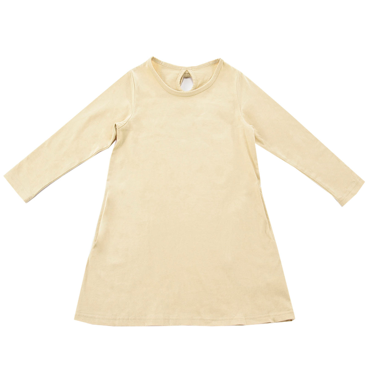 ワンピース 長袖 Aライン バックリボン ミニ丈 ショート丈 子供服 キッズ シンプル 無地 ラウンドネック かわいい 着まわし ヘビロテ 女の子 女児 子ども服 こども服 高学年 単色 ソリッドカラー 100cm 110cm 120cm 130cm 140cm