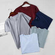 カットソー Tシャツ 半袖 シームレス 薄手 メンズ 紳士用 男性 トップス インナー Vネック カットオフ アウターに響きにくい シンプル 無地 単色 タイト フィット スリム 着回し おしゃれ かっこいい カジュアル デイリー 普段使い 大きいサイズ