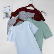 カットソー Tシャツ 半袖 シームレス 薄手 メンズ 紳士用 男性 トップス インナー Vネック カットオフ アウターに響きにくい シンプル 無地 単色 タイト フィット スリム 着回し おしゃれ かっこいい カジュアル デイリー 普段使い 大きいサイズ