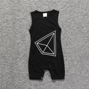 カバーオール ロンパース つなぎ 子供服 ベビー キッズ 赤ちゃん ノースリーブ 男の子 女の子 プルオーバー 股下スナップ 幾何学模様 三角 トライアングル おしゃれ かわいい カジュアル デイリー お出かけ ギフト プレゼント 出産祝い 男児 女児 子ども こども