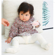 ロンパース ブラウス ベビー 赤ちゃん トップス リボン ヒゲ 長袖 ラッフルカラー フリル ギャザー プリント 花 フラワー