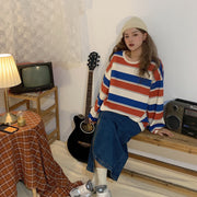 カットソー 長袖 ロンT ロングTシャツ チュニック レディース 大きいサイズ ラウンドネック ゆったり 体型カバー ボーダー柄