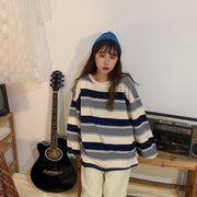 カットソー 長袖 ロンT ロングTシャツ チュニック レディース 大きいサイズ ラウンドネック ゆったり 体型カバー ボーダー柄