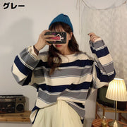 カットソー 長袖 ロンT ロングTシャツ チュニック レディース 大きいサイズ ラウンドネック ゆったり 体型カバー ボーダー柄