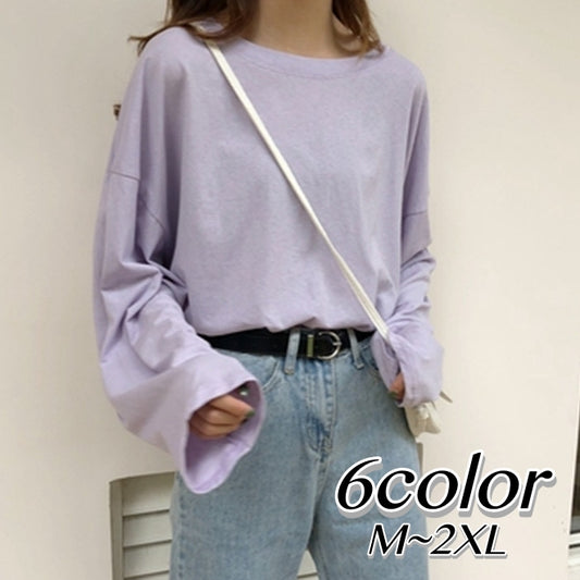 Tシャツ 長袖 レディース 女性用 トップス 無地 商品画像