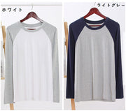 メンズ Tシャツ 長袖 ラウンドネック カットソー トップス ラグラン袖 バイカラー ツートンカラー カジュアル シンプル 男性用 紳士用 XL XXL 2XL XXXL 3XL