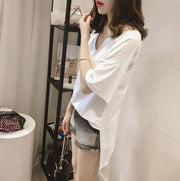 半袖カットソー レディース 大きいサイズ Tシャツ Vネック 美背中 チュニック風 イレヘム 肩紐 ゆったり 体型カバー 無地