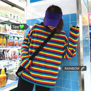 カットソー 長袖 チュニック丈 レディース 女性用 トップス ボーダー柄 ラウンドネック 着回し カラフル ゆったり 大きいサイズあり カジュアル おしゃれ お出かけ 旅行 通学 通勤 部屋着 女の子 婦人用