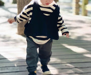 トレーナー キッズ ベビー 子供 男の子 女の子 トップス 長袖 ボーダー ラウンドネック プルオーバー 普段使い お出かけ シンプル カジュアル