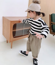 トレーナー キッズ ベビー 子供 男の子 女の子 トップス 長袖 ボーダー ラウンドネック プルオーバー 普段使い お出かけ シンプル カジュアル