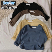 カットソー 長袖 ロングTシャツ 子供 キッズ ベビー 女の子 男の子 トップス ラウンドネック 無地 シンプル 着回し 合わせやすい 子供服