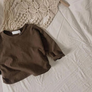 カットソー 長袖 ロングTシャツ 子供 キッズ ベビー 女の子 男の子 トップス ラウンドネック 無地 シンプル 着回し 合わせやすい 子供服