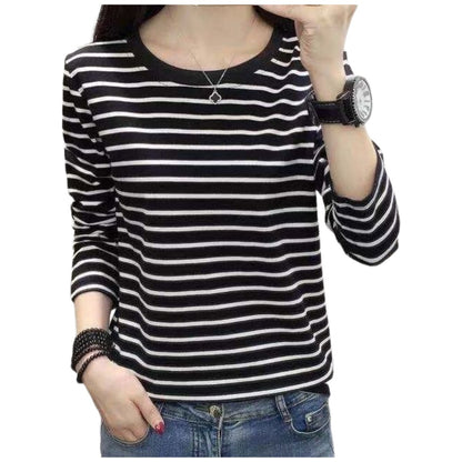カットソー レディース 女性 トップス Ｔシャツ 長袖 ブラック×ボーダー バリエーション画像