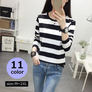 カットソー レディース 女性 トップス Ｔシャツ 長袖 ボーダー Uネック 春秋 春服 秋服 カジュアル シンプル かわいい おしゃれ カラバリ豊富 ブラック ホワイト レッド