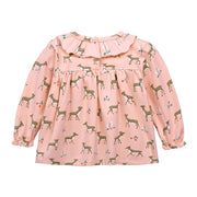カットソー キッズ ベビー トップス Tシャツ ブラウス 長袖 襟 フリル アニマル かわいい おしゃれ 子供服 子供 女の子 幼児 赤ちゃん ベビー服