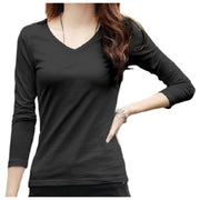 長袖Tシャツ ロングTシャツ カットソー レディース 女性 トップス Vネック 無地 単色 シンプル 着回し 大きいサイズあり 婦人服