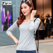長袖Tシャツ ロングTシャツ カットソー レディース 女性 トップス Vネック 無地 単色 シンプル 着回し 大きいサイズあり 婦人服