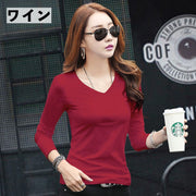 長袖Tシャツ ロングTシャツ カットソー レディース 女性 トップス Vネック 無地 単色 シンプル 着回し 大きいサイズあり 婦人服