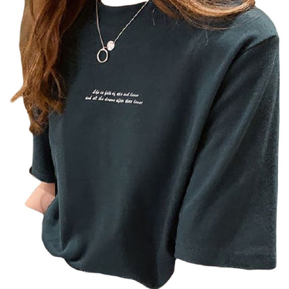 Tシャツ カットソー 半袖 トップス レディース 大きいサイズ ダークグリーン バリエーション画像