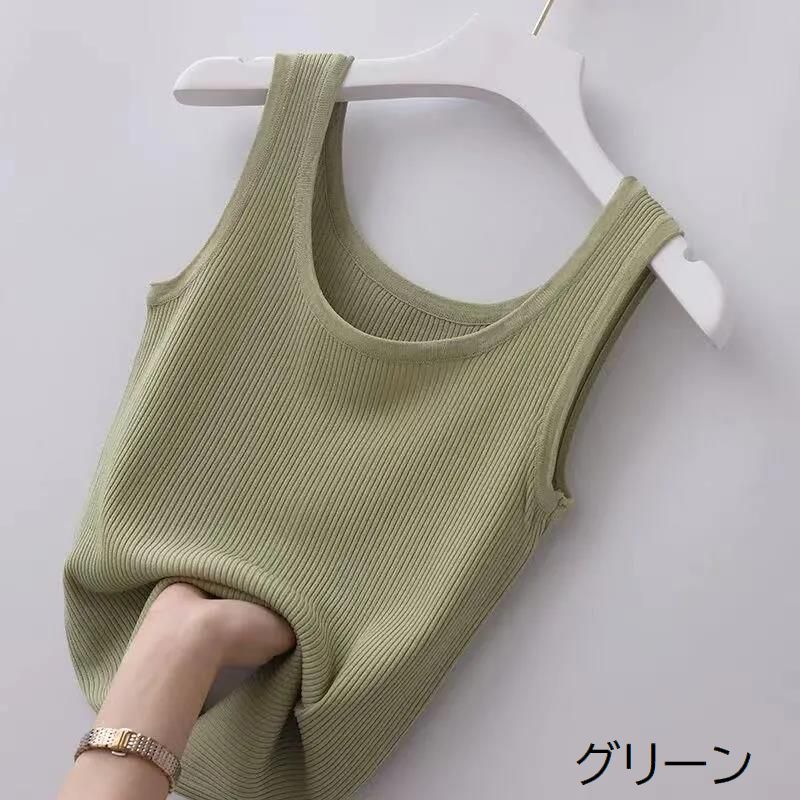 タンクトップ レディース トップス Uネック リブニット プルオーバー 商品画像4